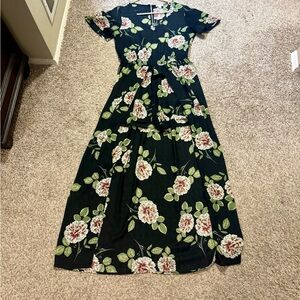 Floral Black Maxi Dress/romper